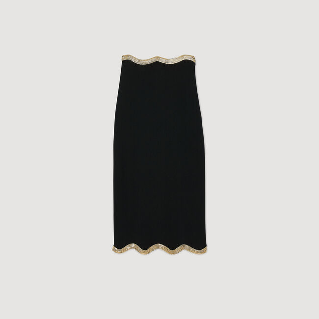 Long knitted skirt with chain detail