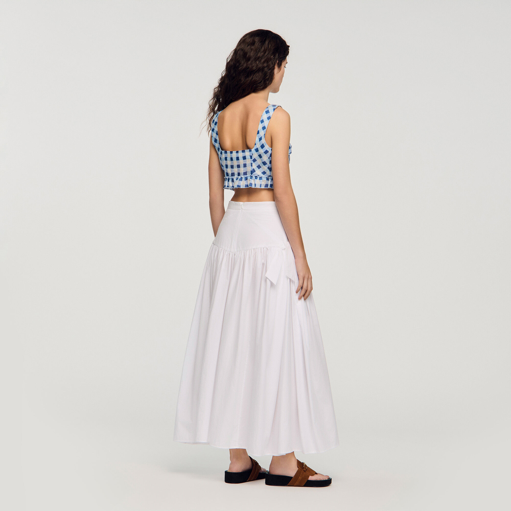 Gingham linen crop top