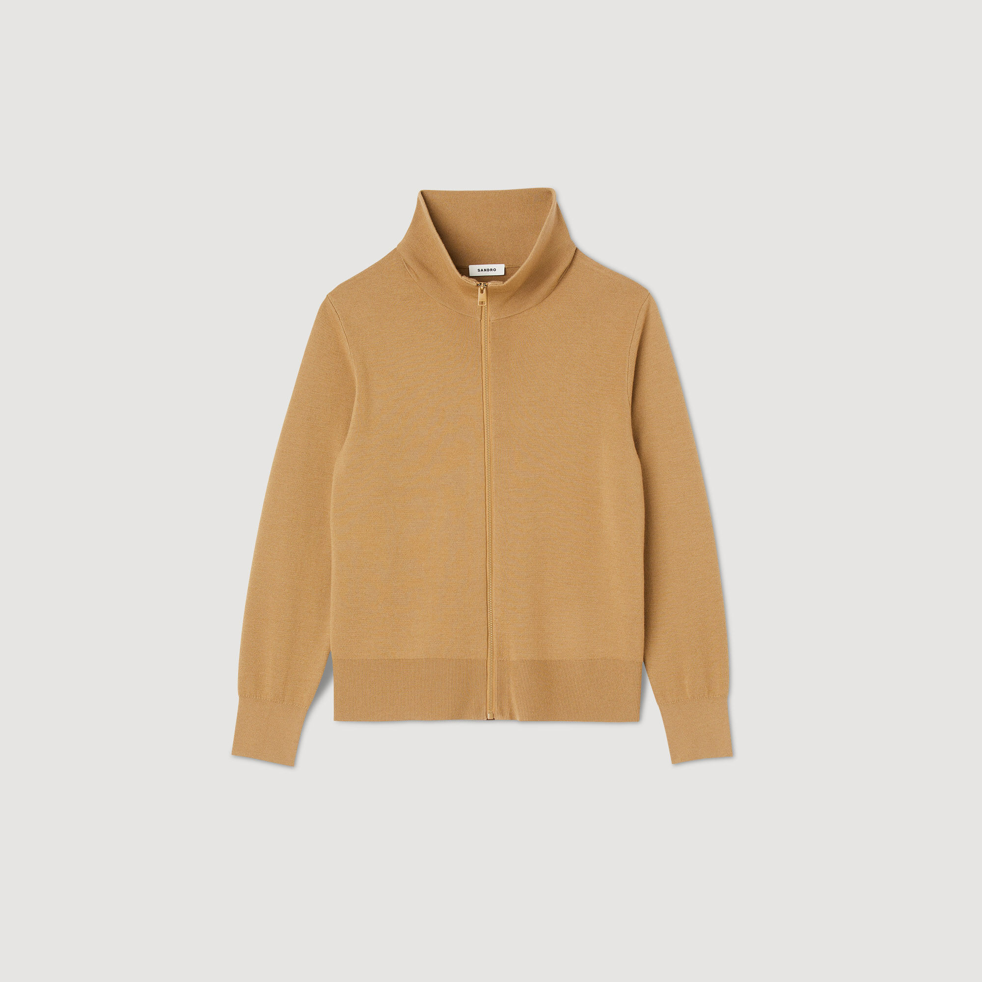 Zip-up wool cardigan