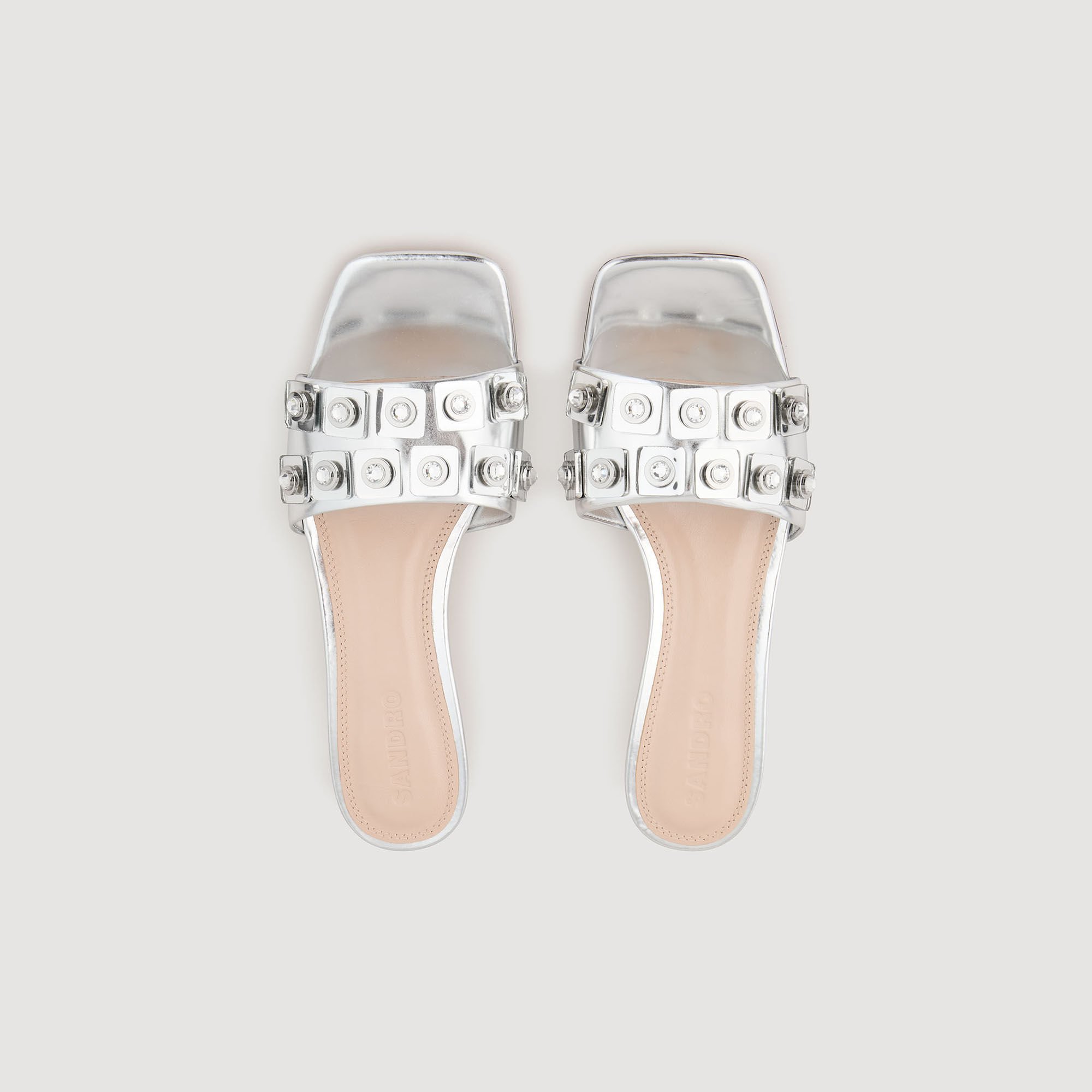 Metallic leather mules