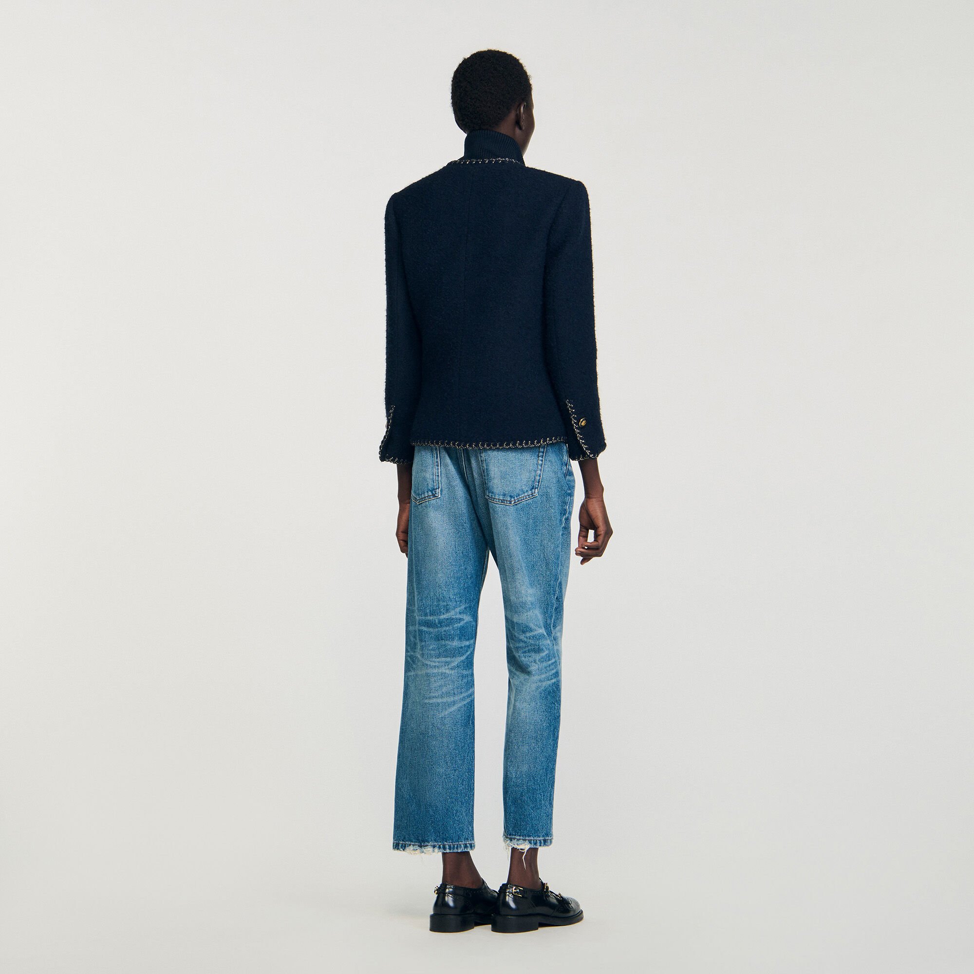 Tweed jacket with decorative trim Tweed jacket with decorative trim