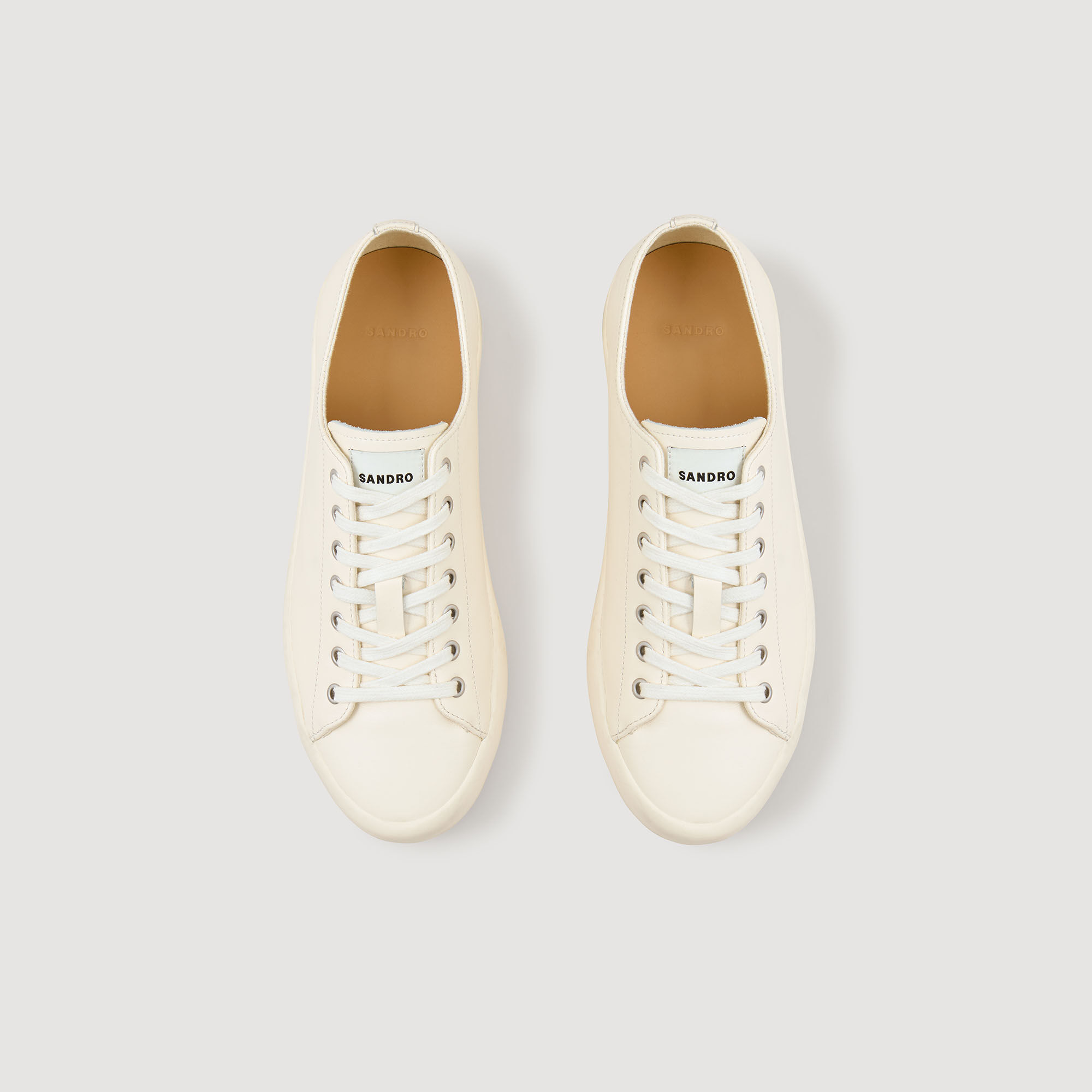 Low-top split leather trainers