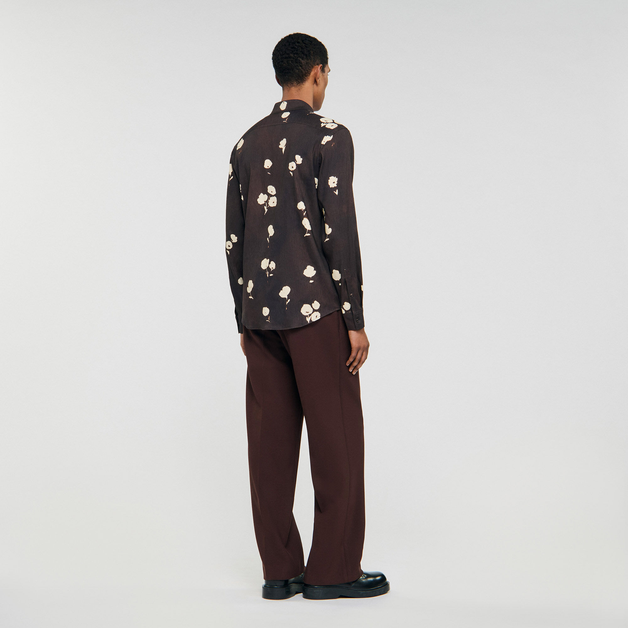 Floral print linen shirt