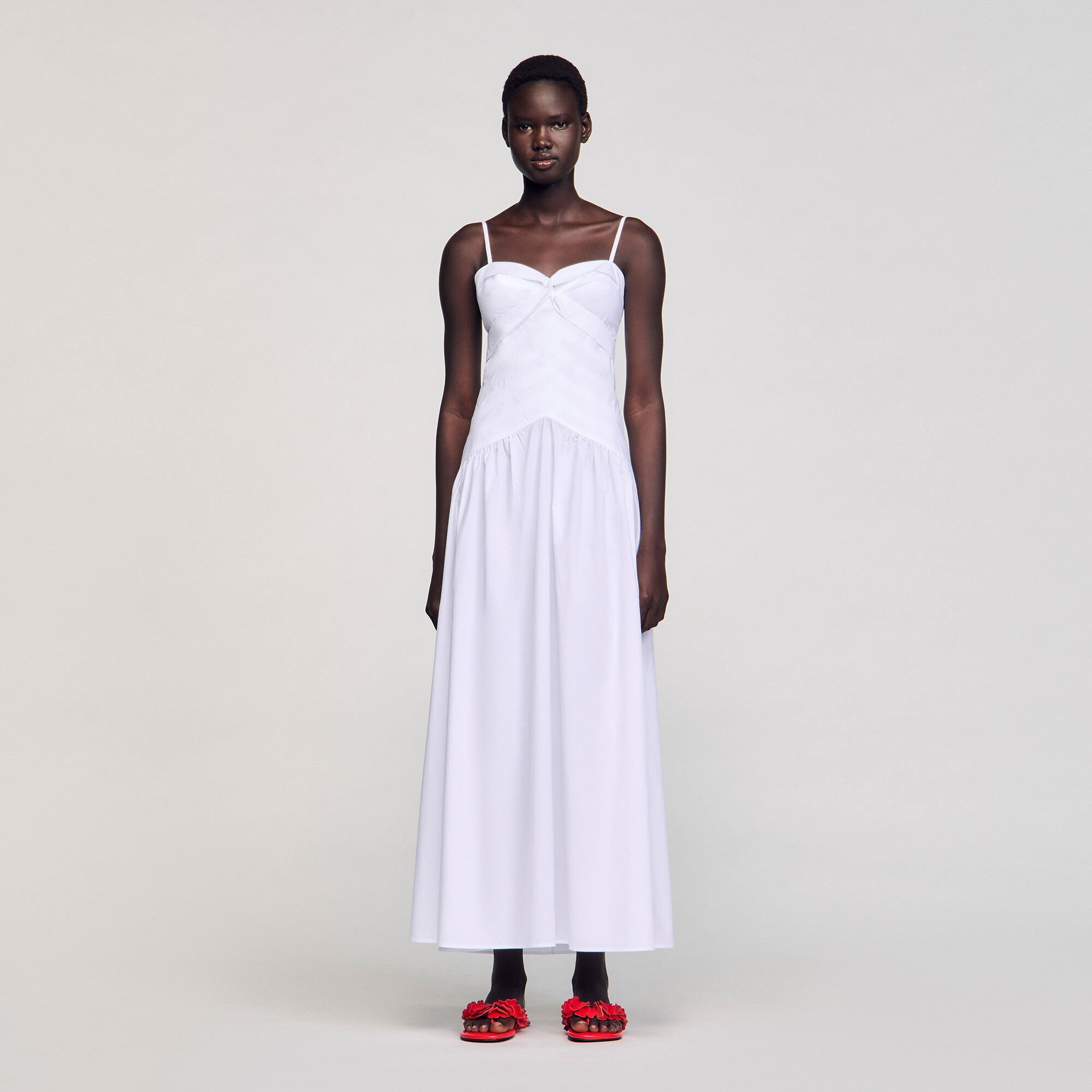 Draped bustier maxi dress