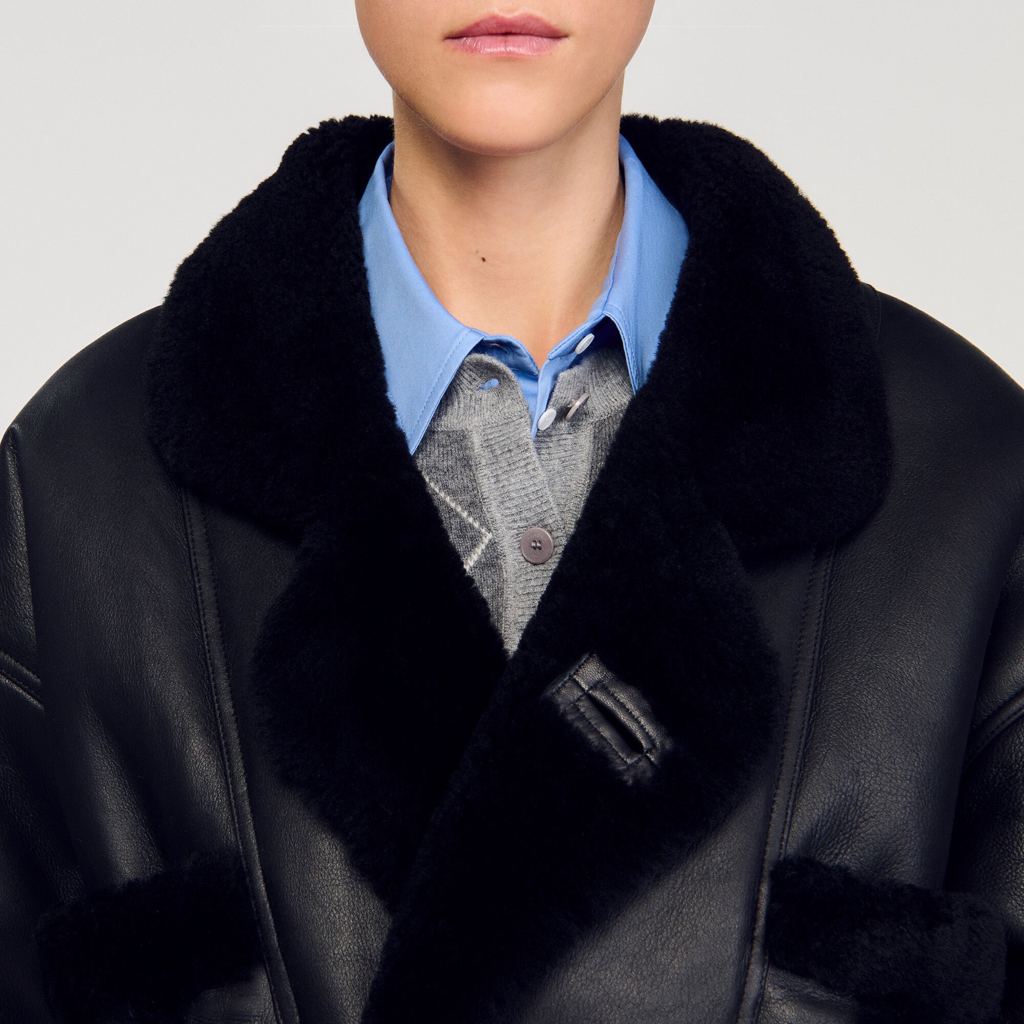 Short shearling coat