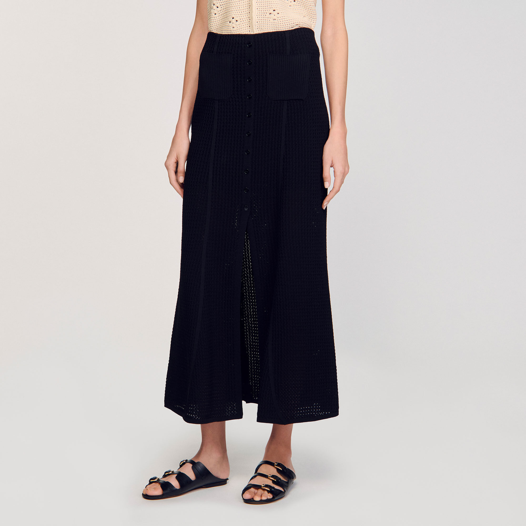 Long decorative knit skirt