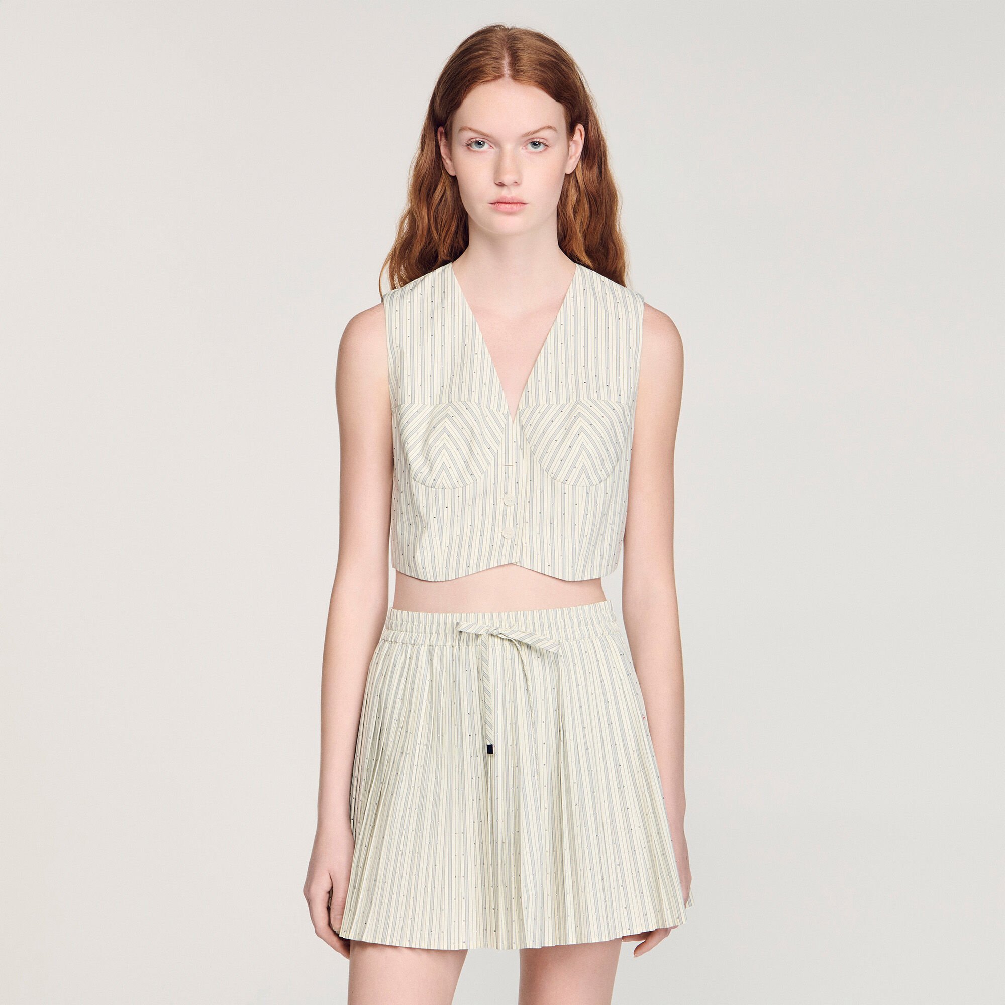 Striped rhinestone crop top