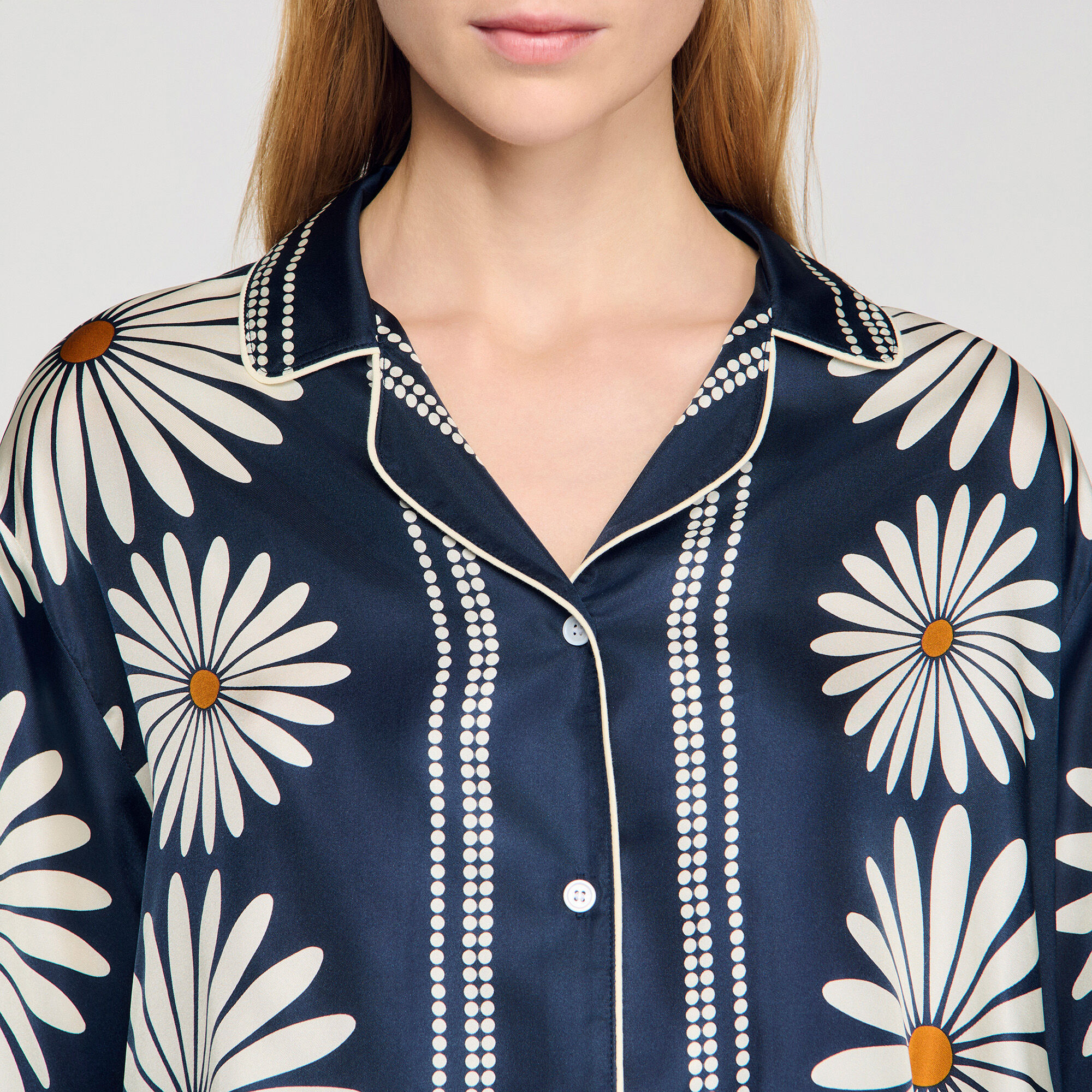 Floral print silk shirt