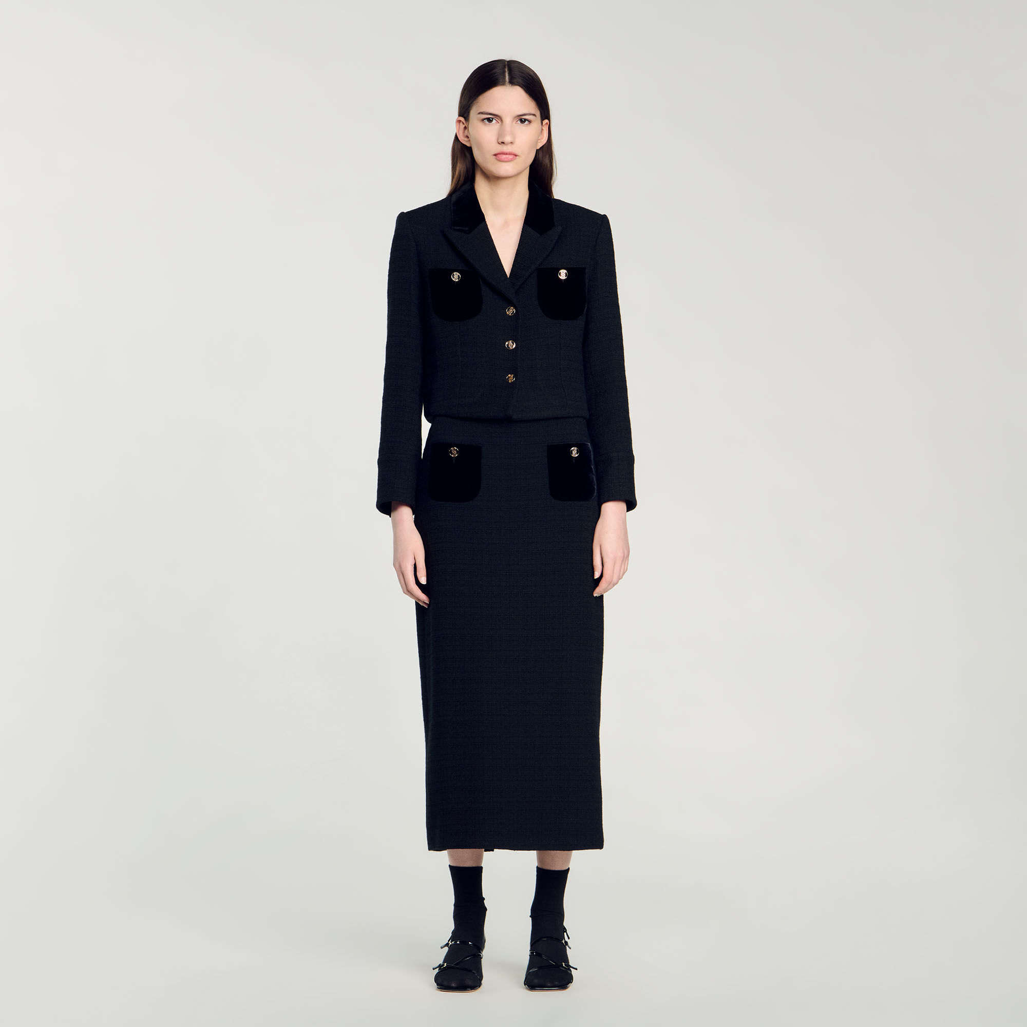 Velvet tweed cropped jacket