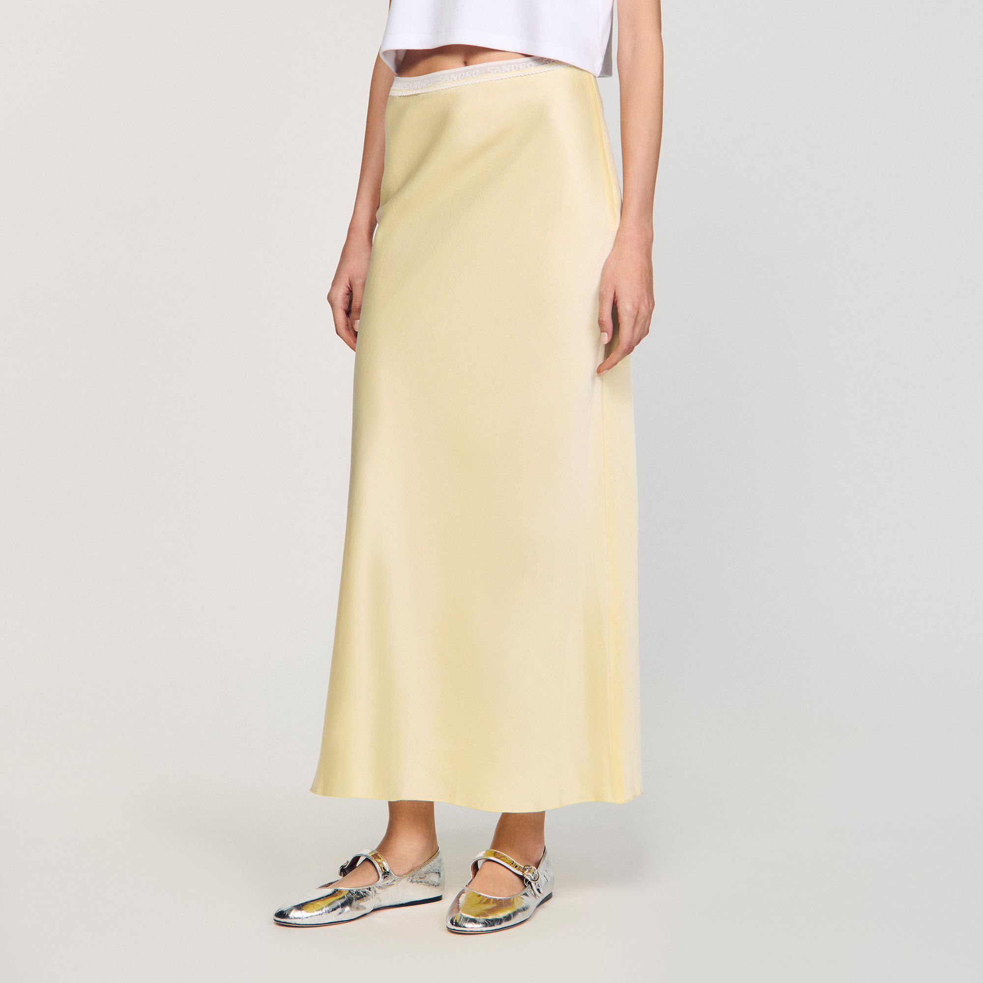 Long satin-effect skirt