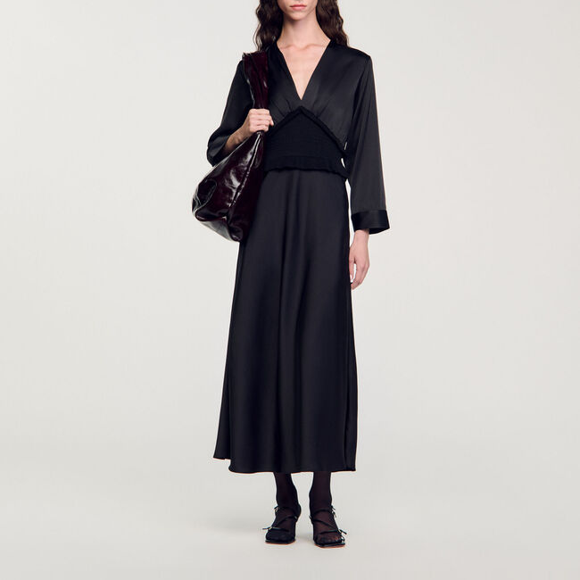 Long satin-effect dress
