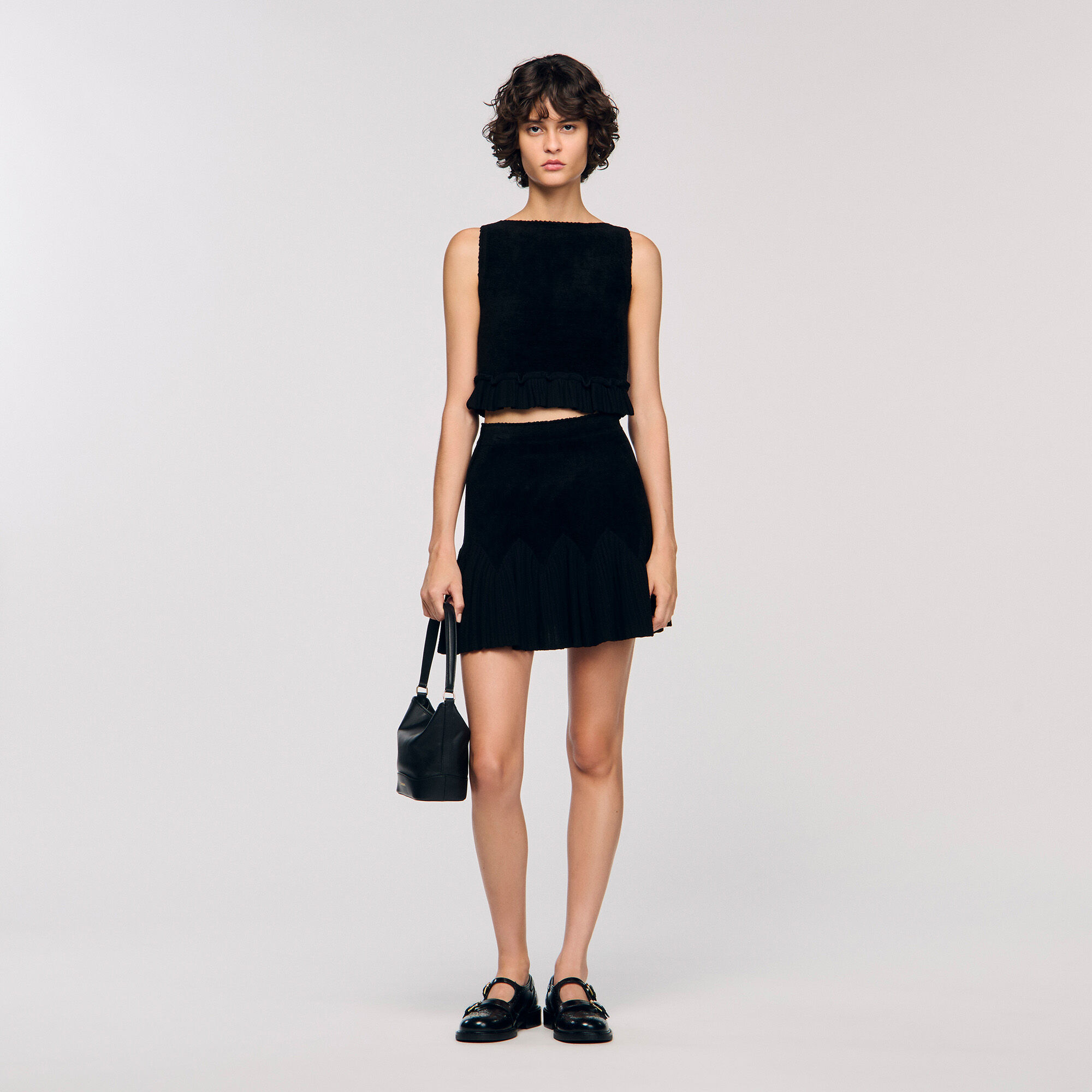 Ruffled knit crop top