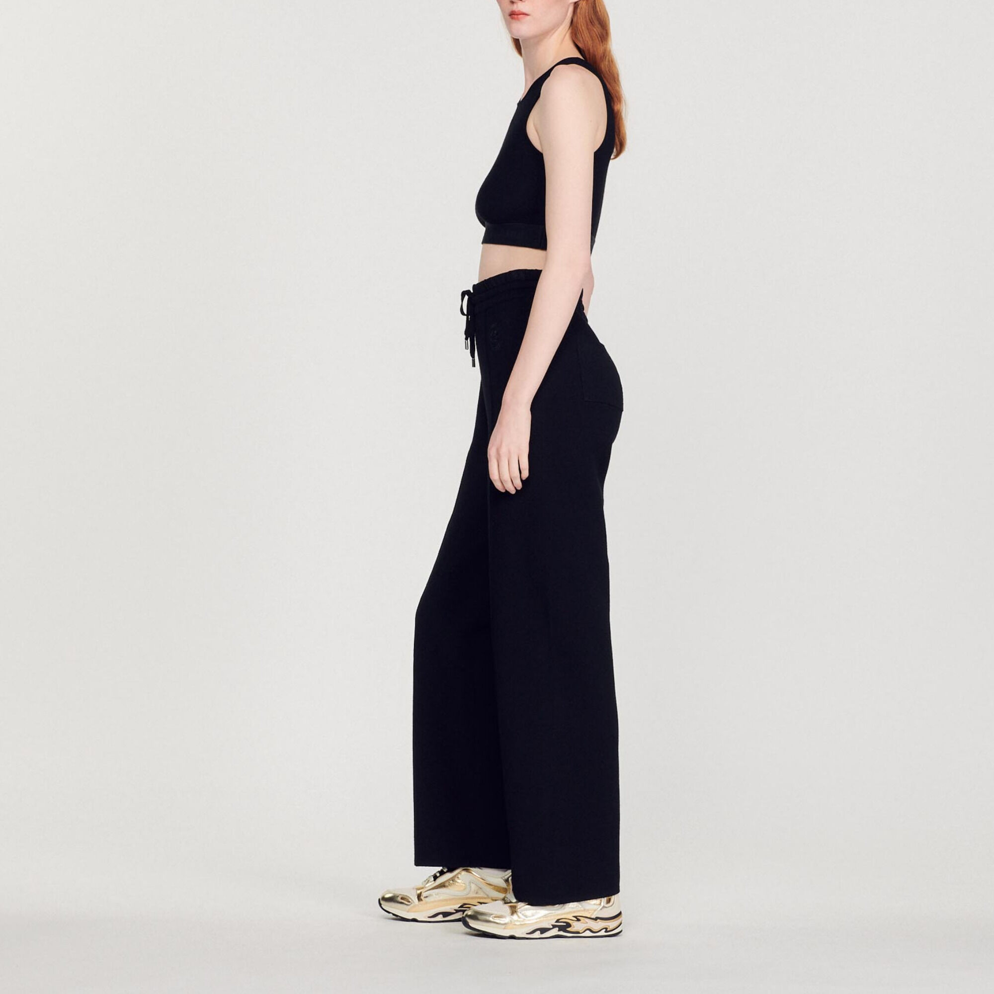Knitted straight-leg trousers