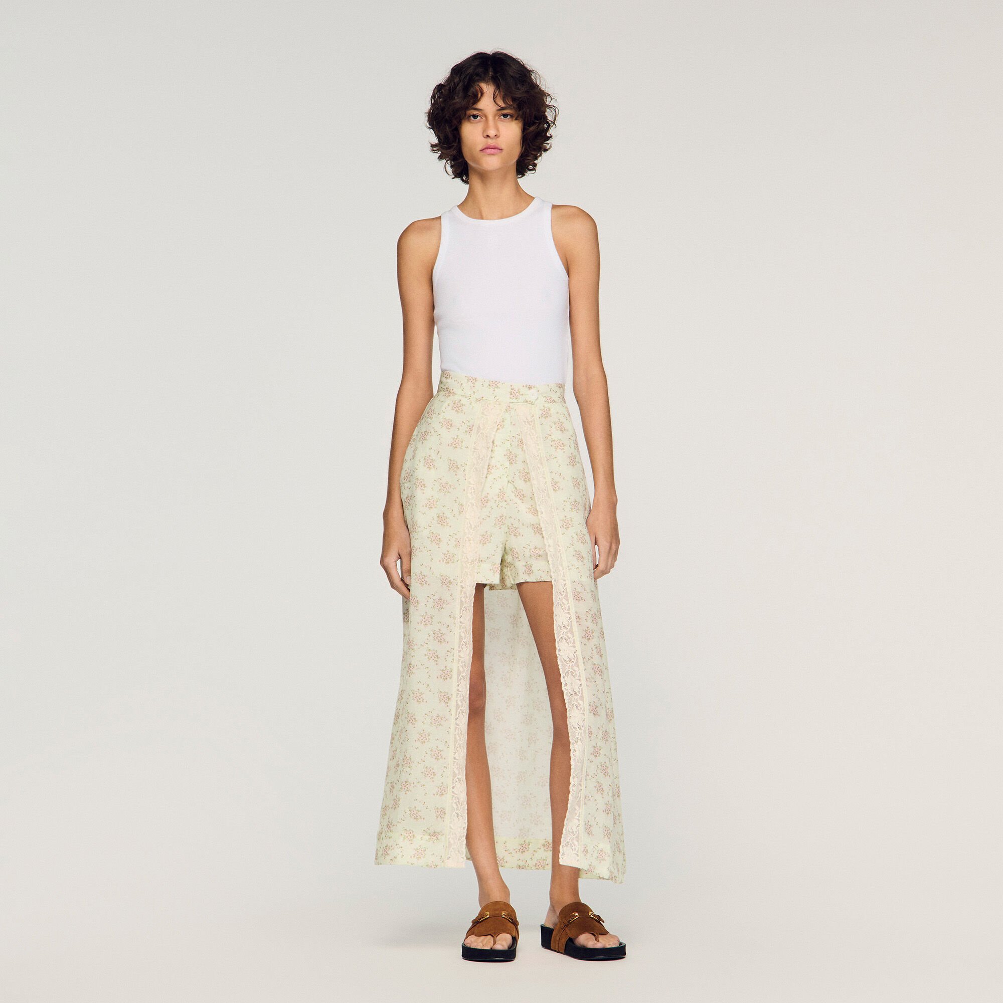 Floral print maxi skort