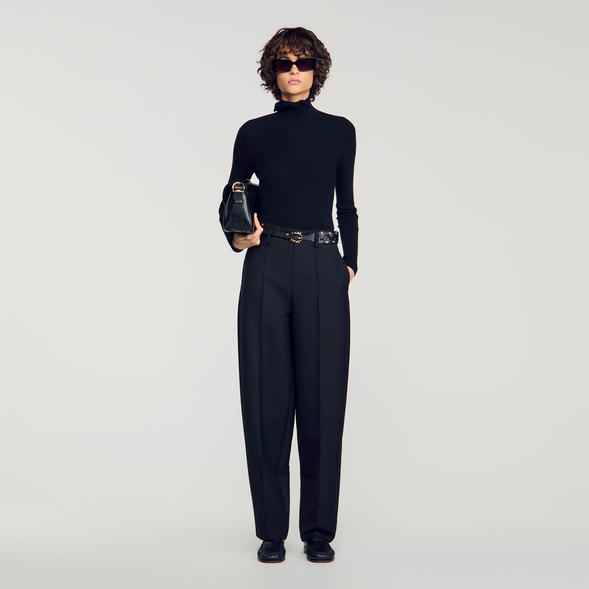 Ruffled roll-neck wool jumper - Women | Sandro