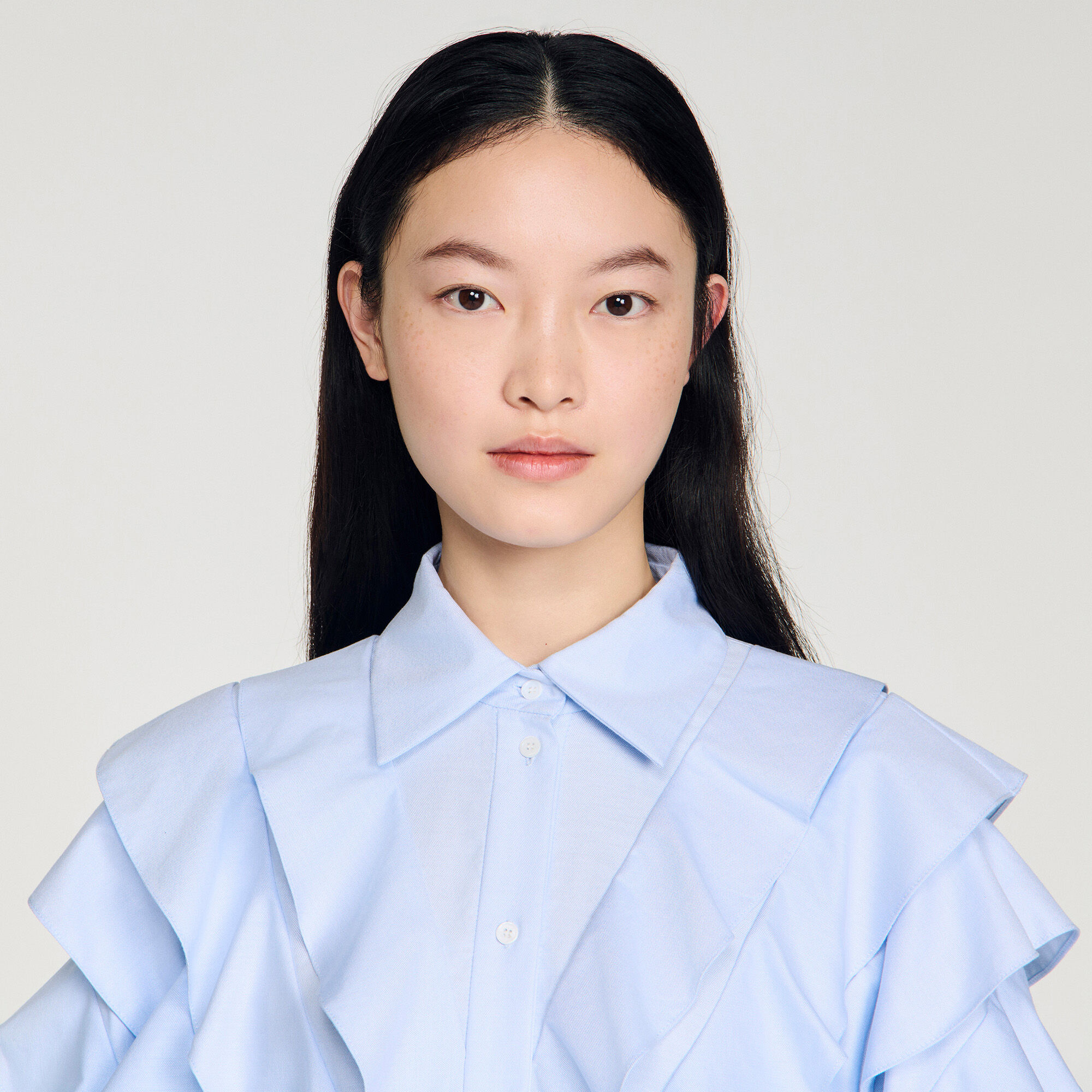 Ruffled cotton shirt