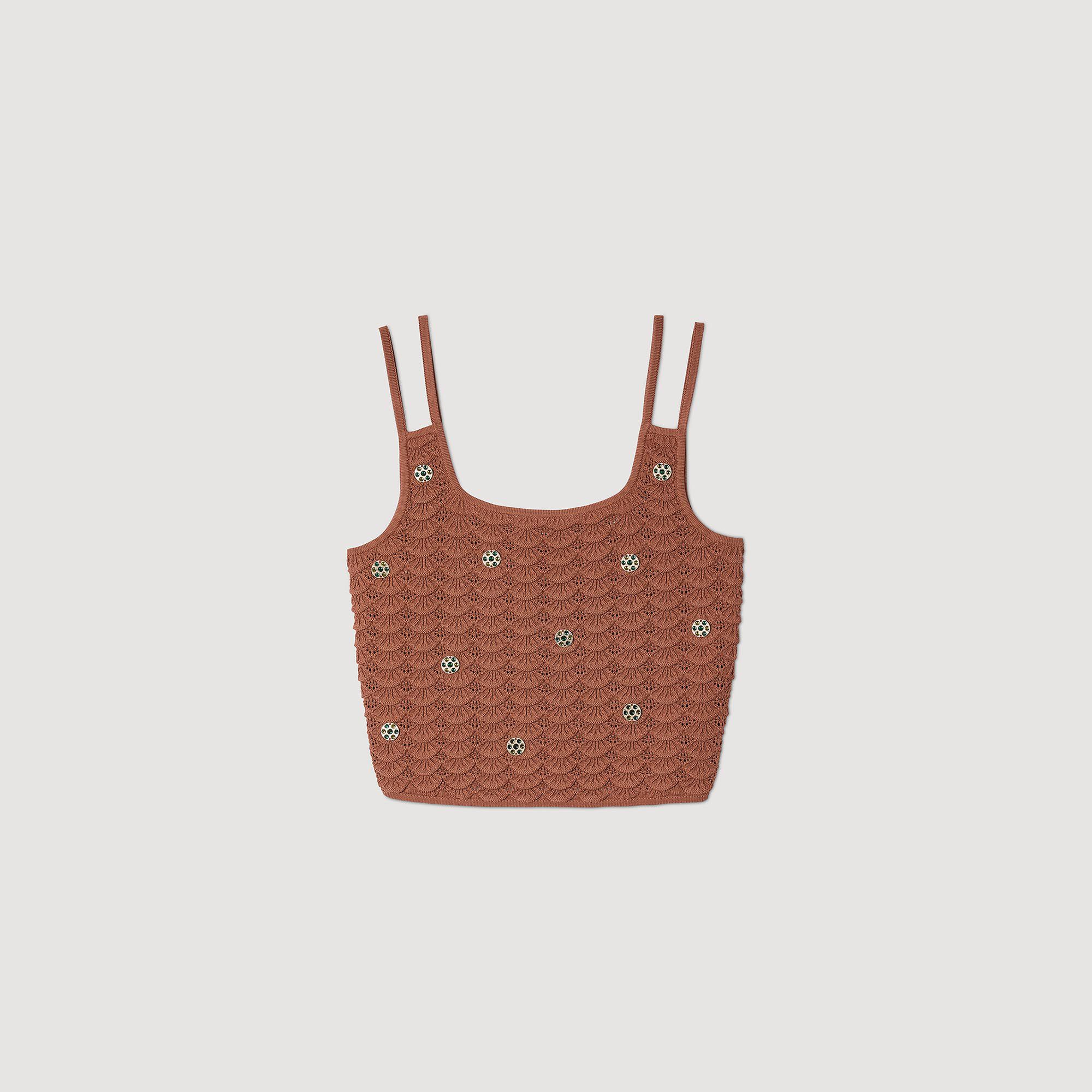 Knit crop top with metal details