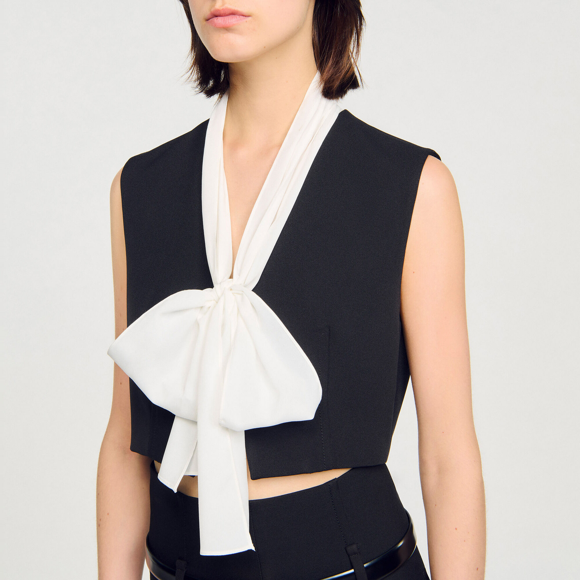 Bow neck crop top - Women | Sandro