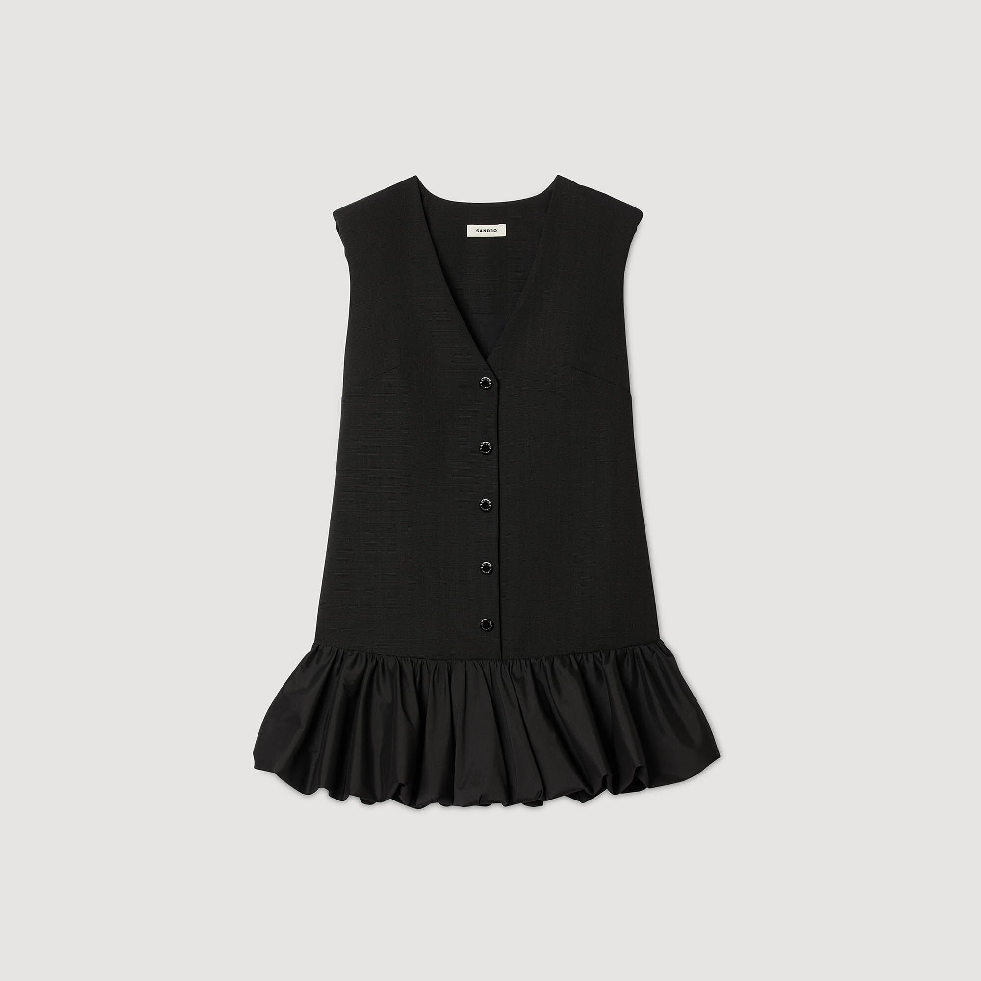 Short tailored dress with ruffle