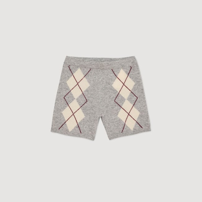 Diamond-pattern knit shorts