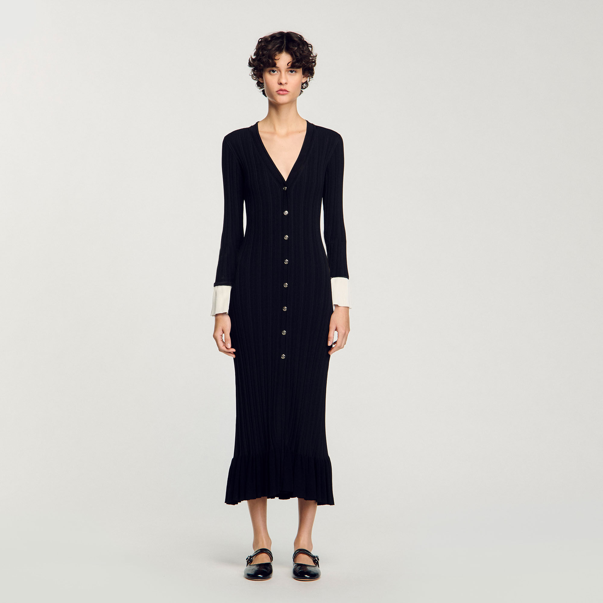 Two-tone knit maxi dress