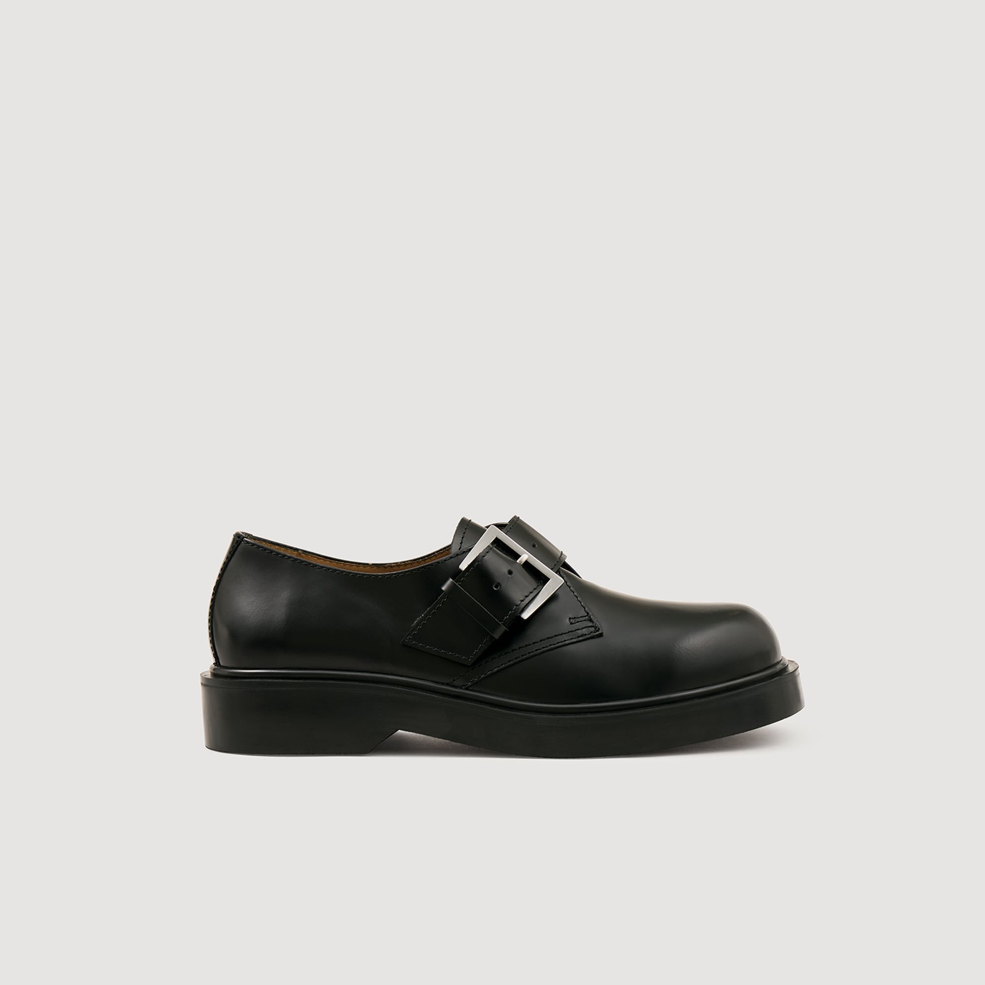 Glazed leather derbies