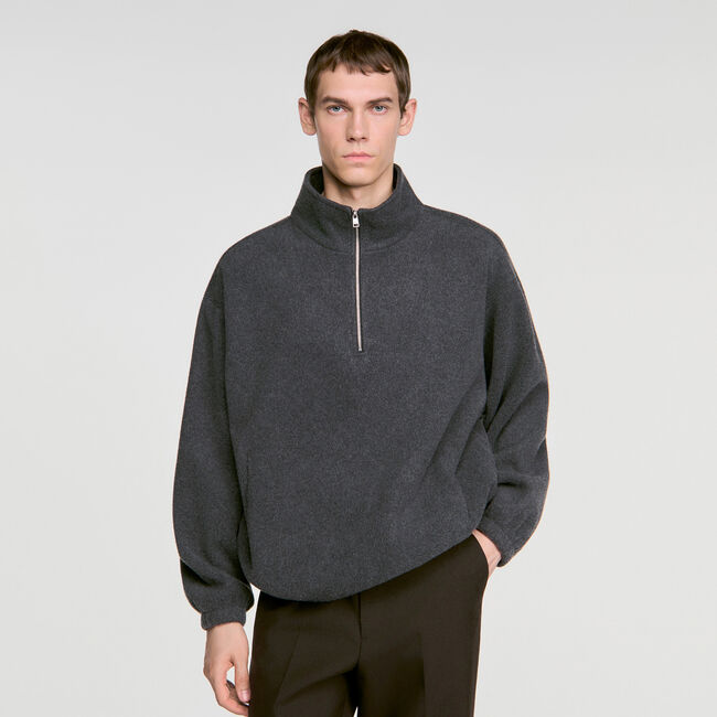 Zipped standing collar sweatshirt - Men | Sandro