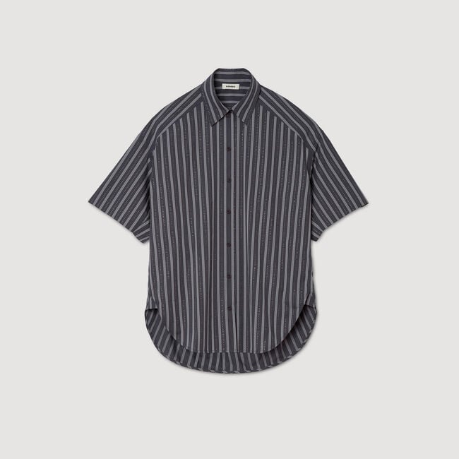 Oversized striped rhinestone shirt