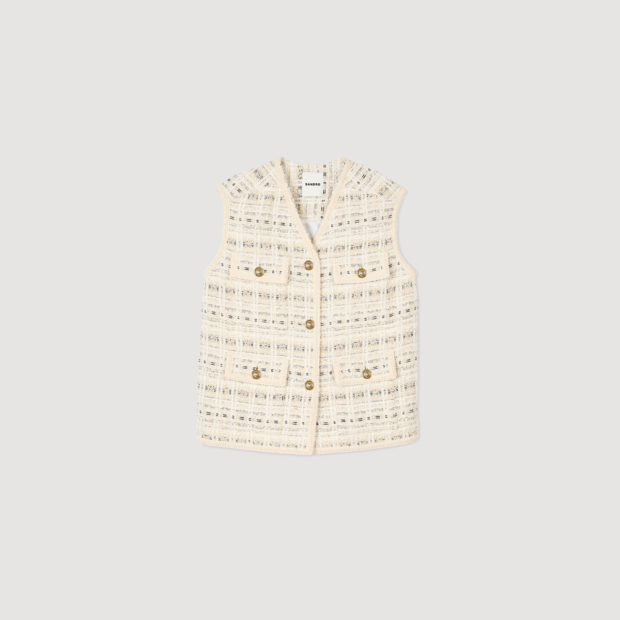 Sleeveless tweed jacket