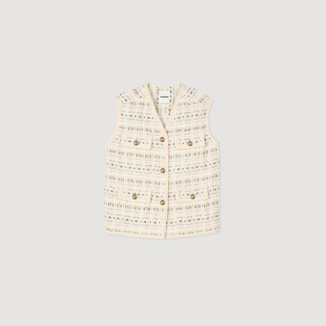 Sleeveless tweed jacket