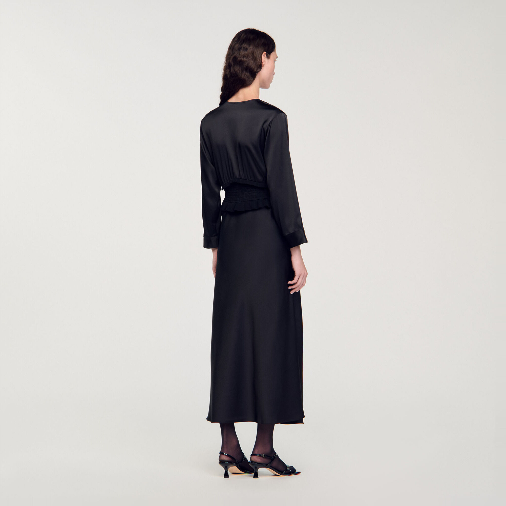 Long satin-effect dress