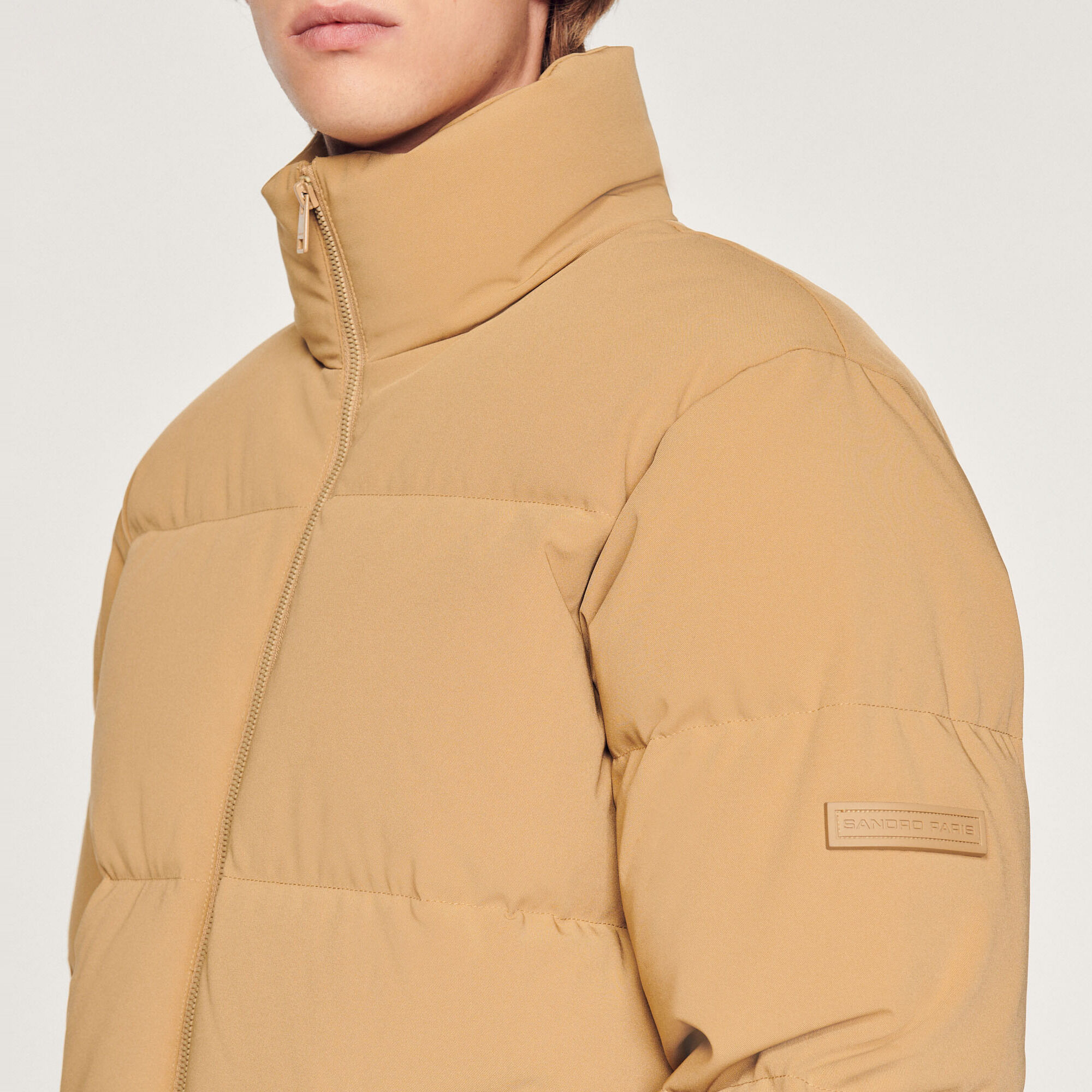 Oversized technical fabric padded jacket