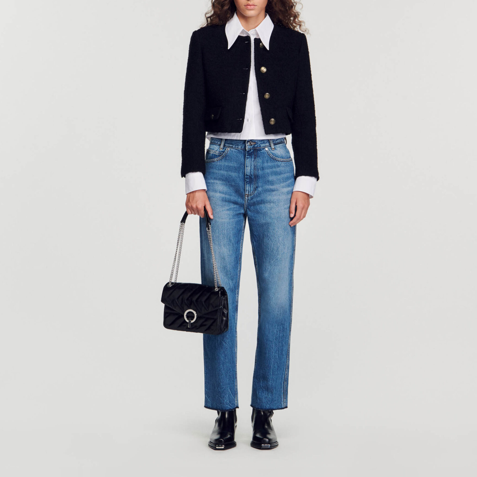 Cropped bouclé wool jacket