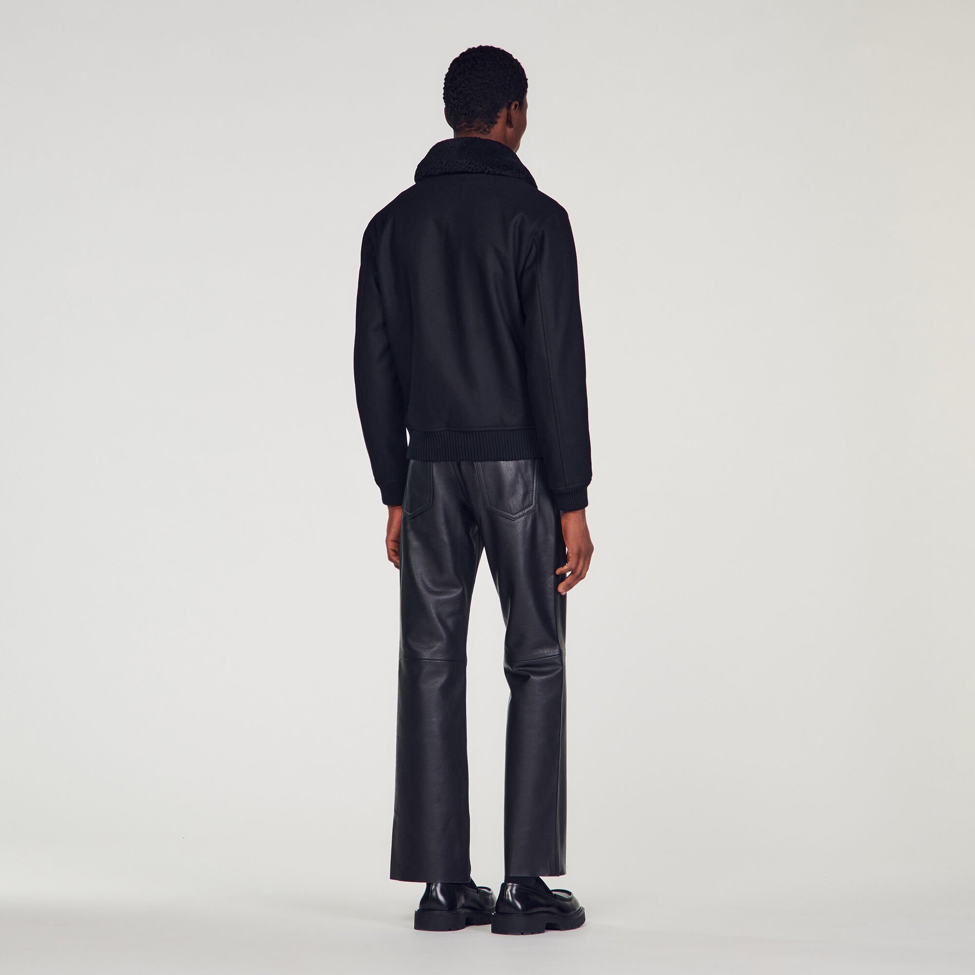 Shearling collar aviator jacket