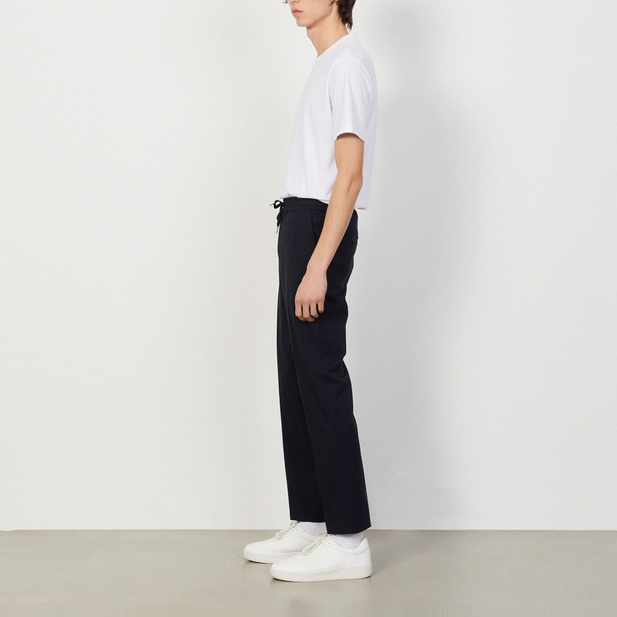 Cotton carrot-fit trousers