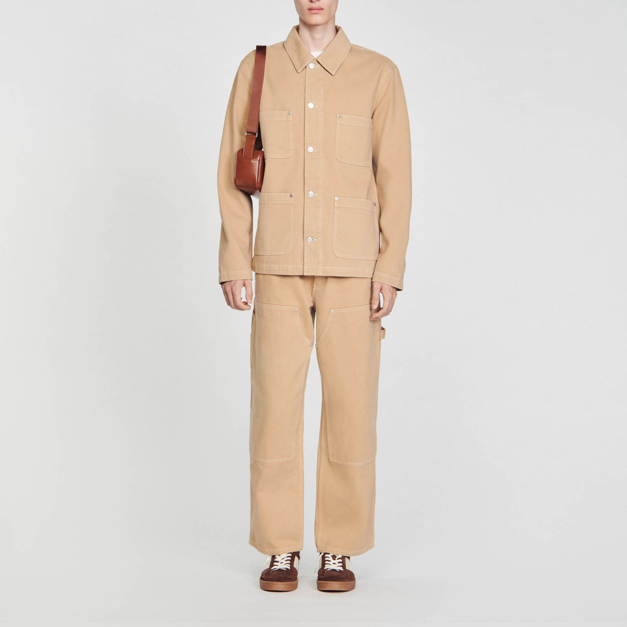 Denim worker jacket white beige for Men Sandro Paris