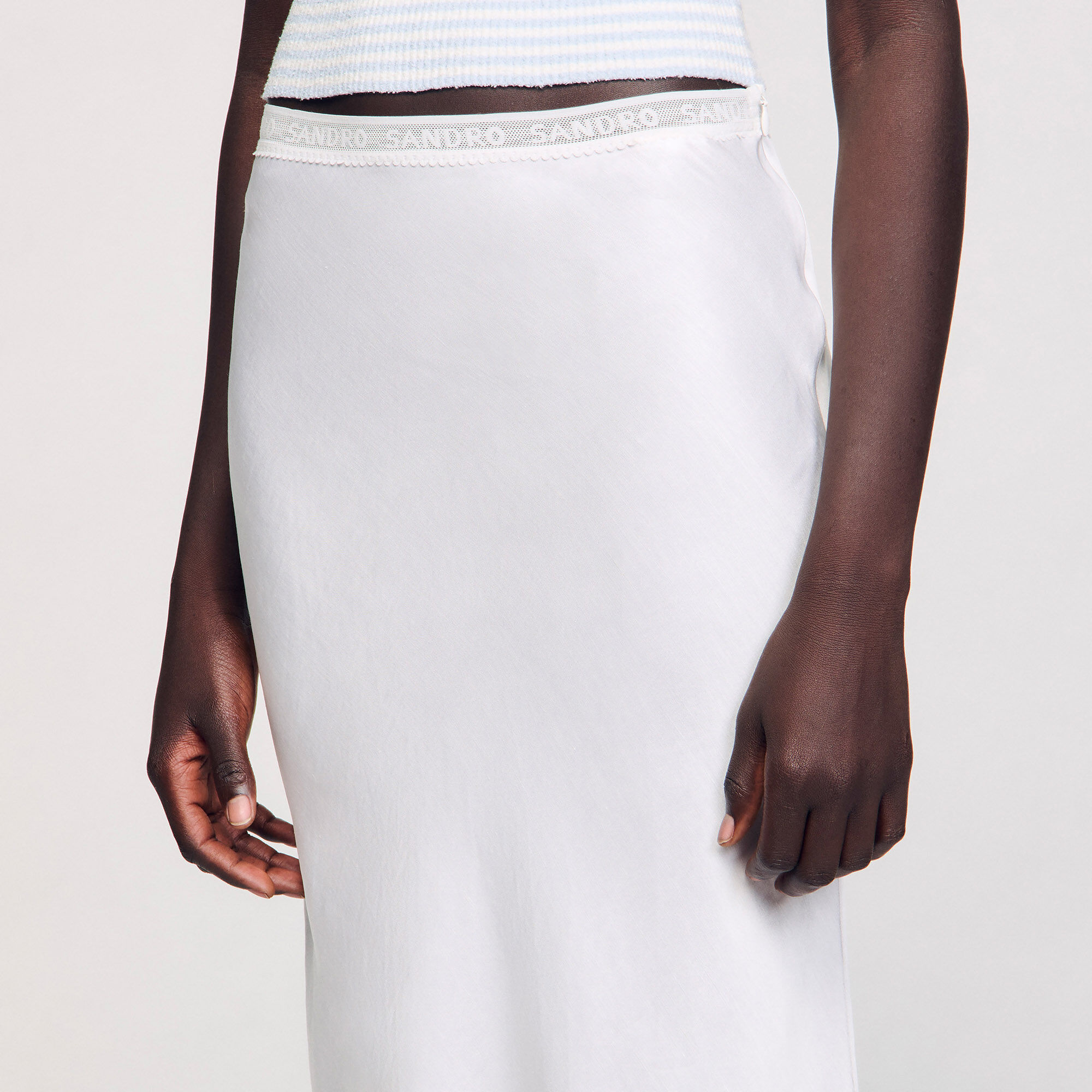 Long satin-effect skirt