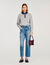Jumper with denim collar