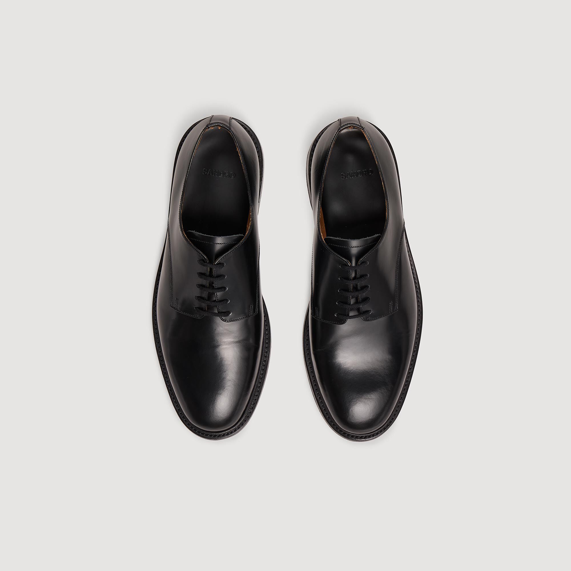Glazed leather derbies