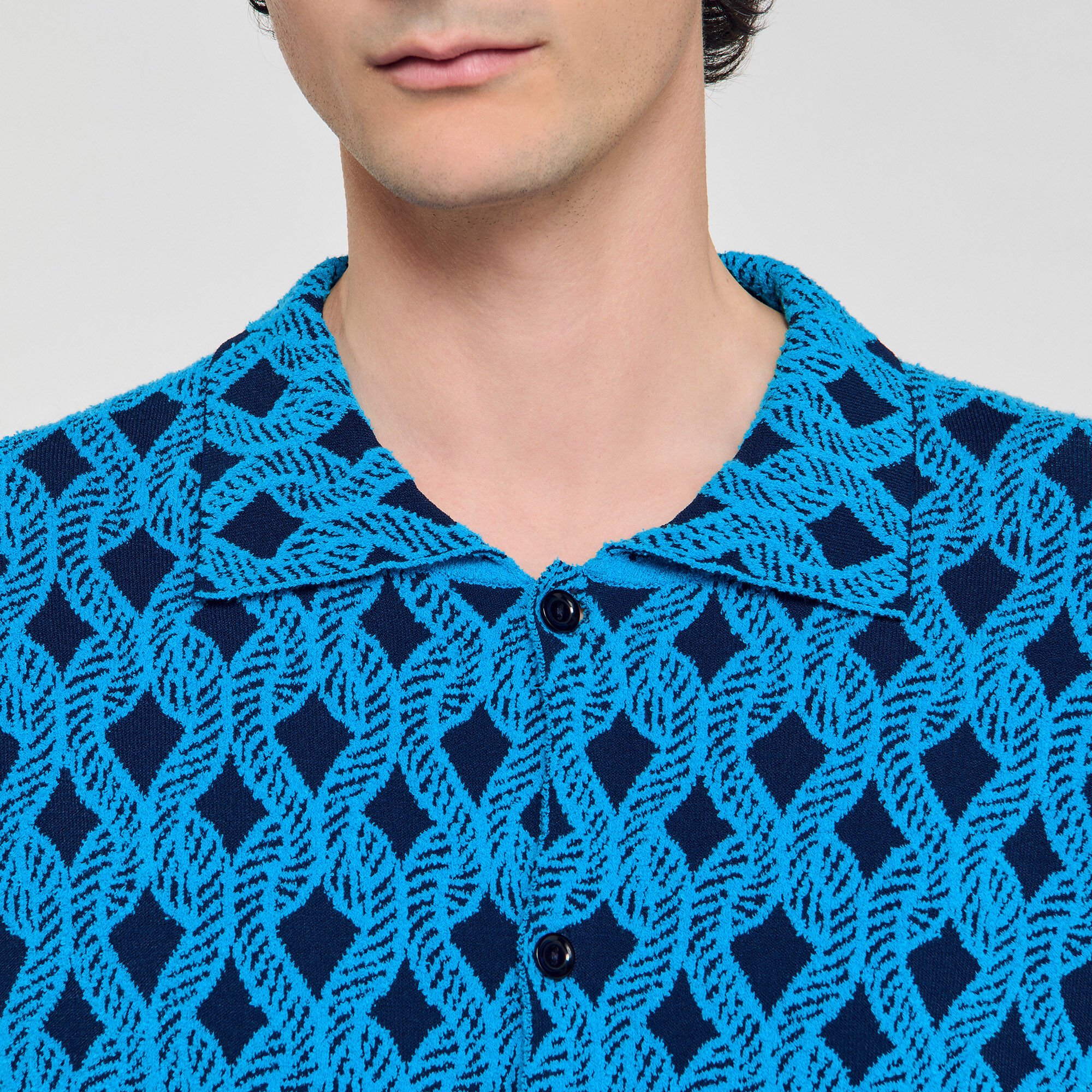 Rope jacquard cardigan shirt