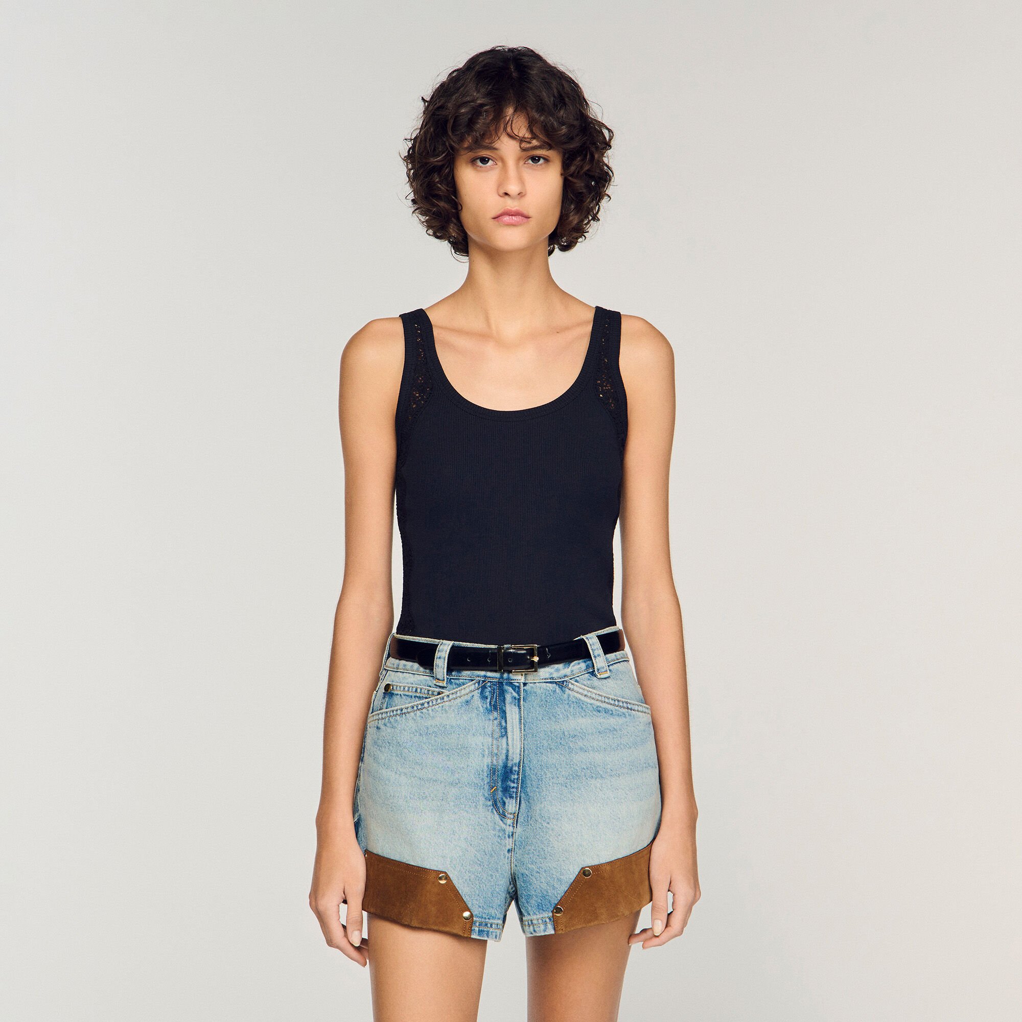 Vest top with lace detail