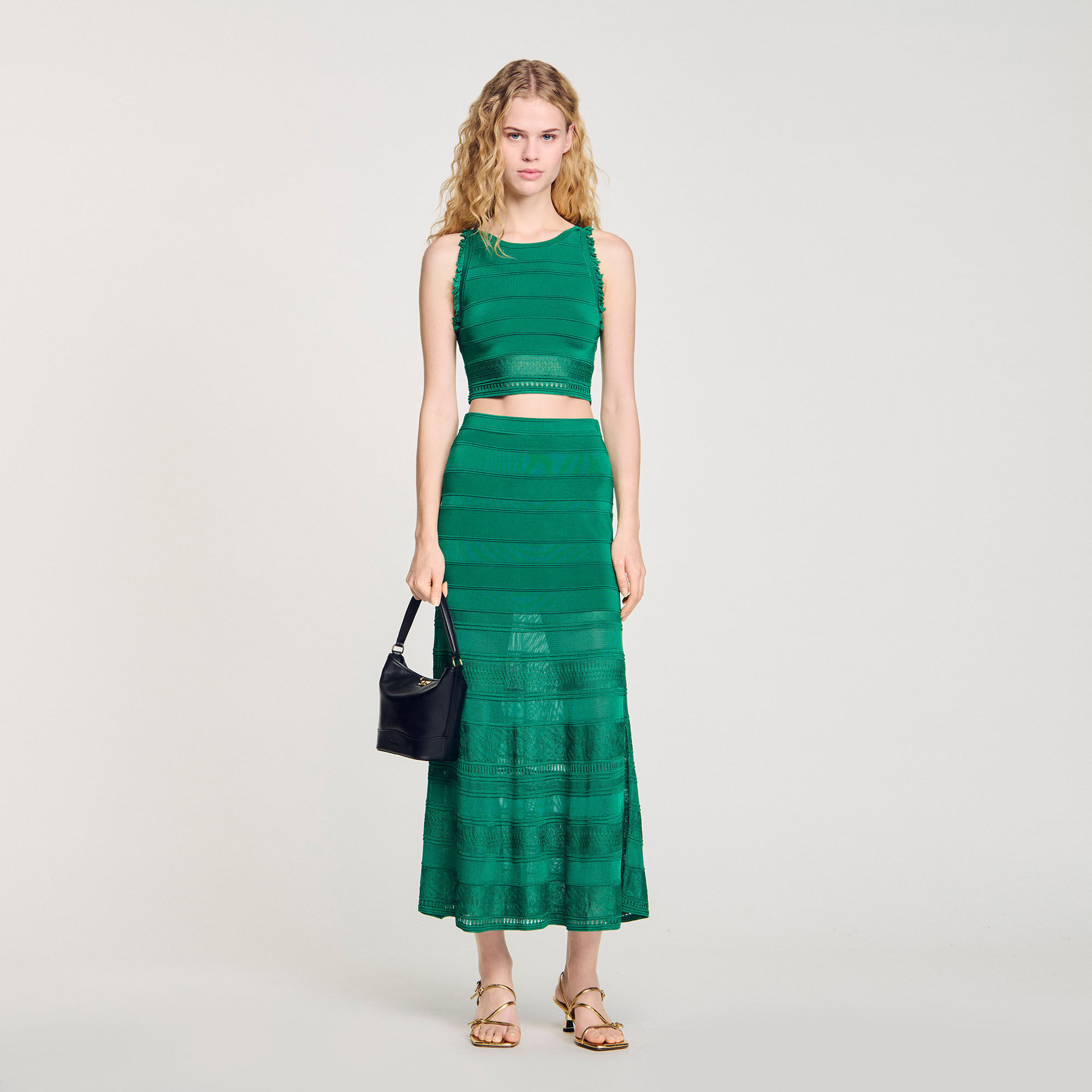 Long decorative knit skirt