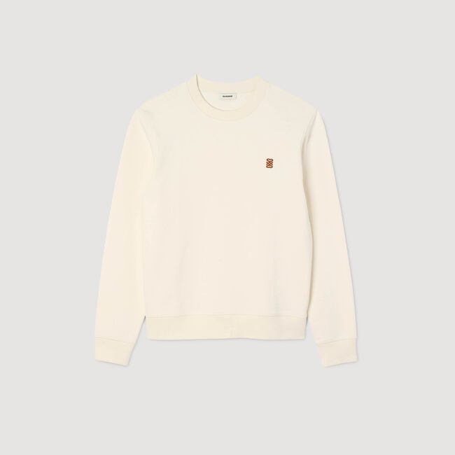 Oversized sweatshirt with leather patch