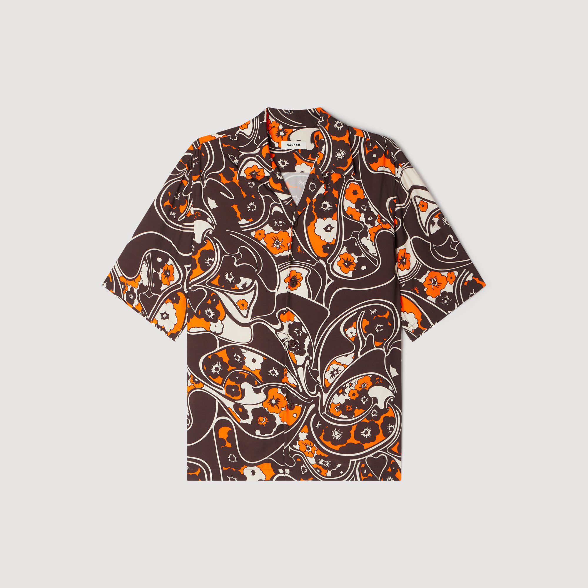Loose-fit print shark collar shirt