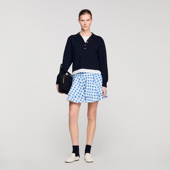 Metal button layered collar jumper