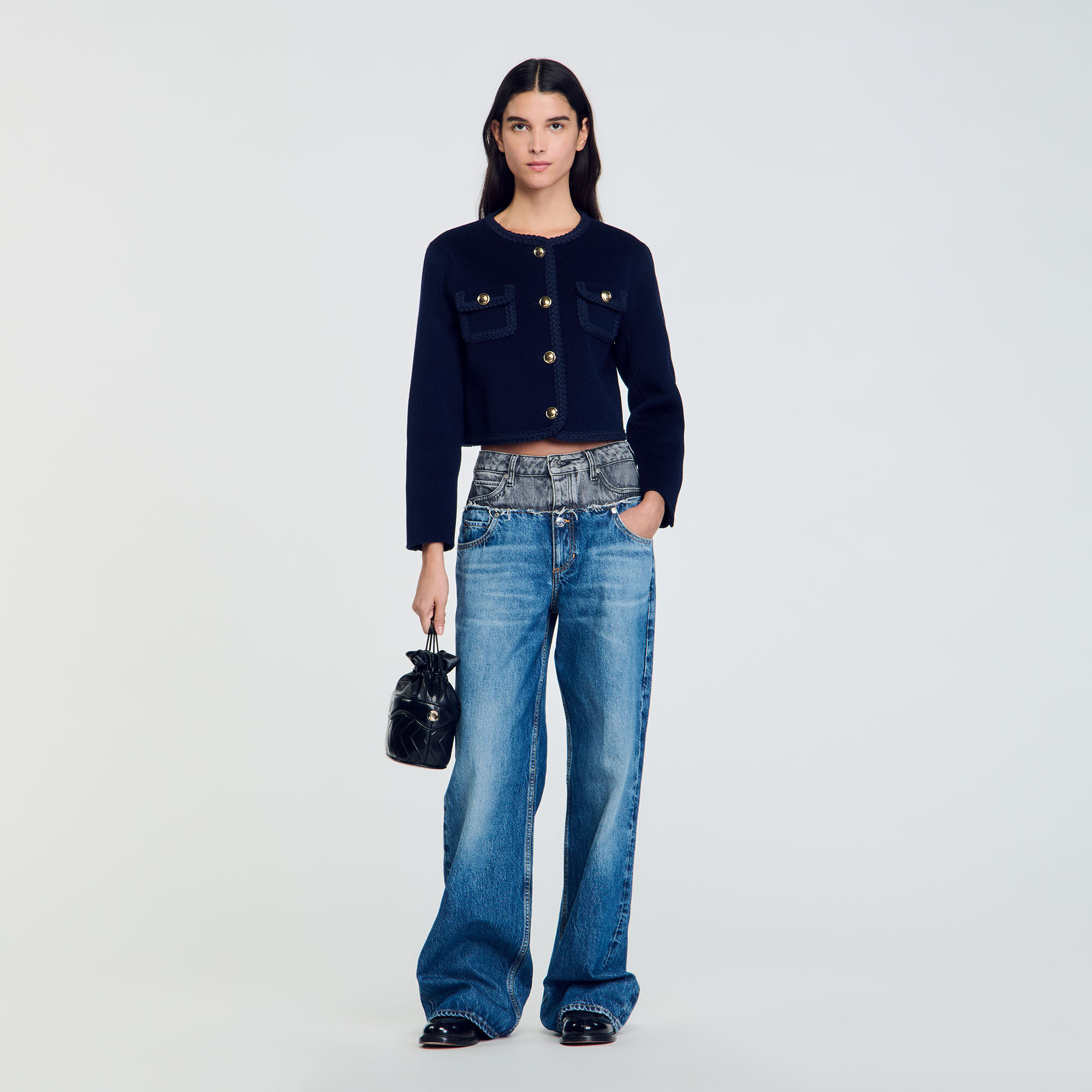 Short wool jacket blue For Women | Sandro Paris