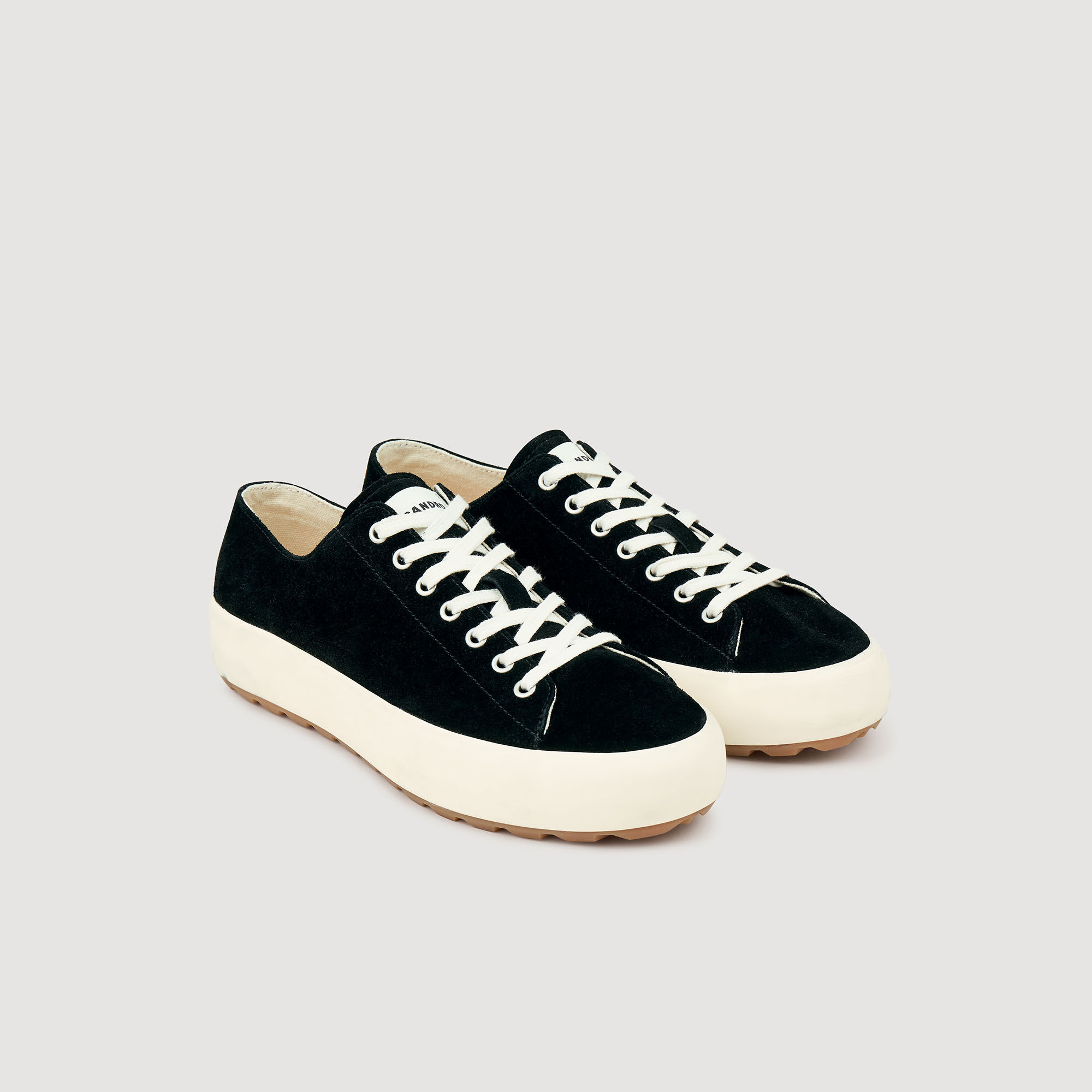 Low-top split leather trainers