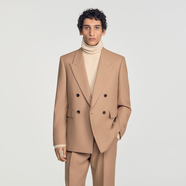 Double-breasted wool suit jacket - Men | Sandro