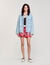 Denim jacket with leather collar