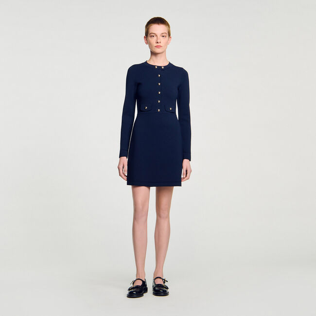 Short button-up knit dress